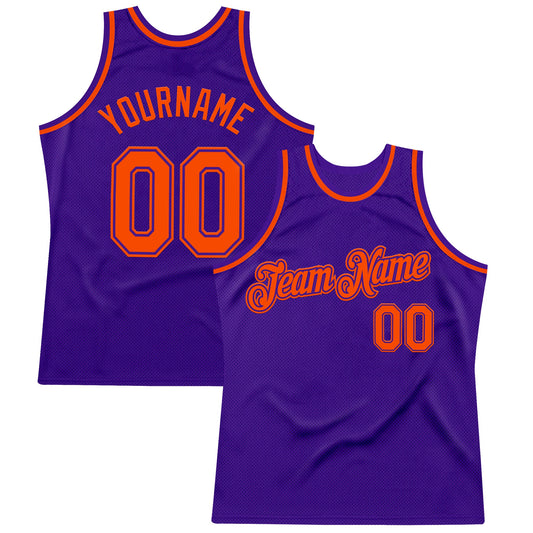 Custom Purple Orange Authentic Throwback Basketball Jersey - Sky-Custom