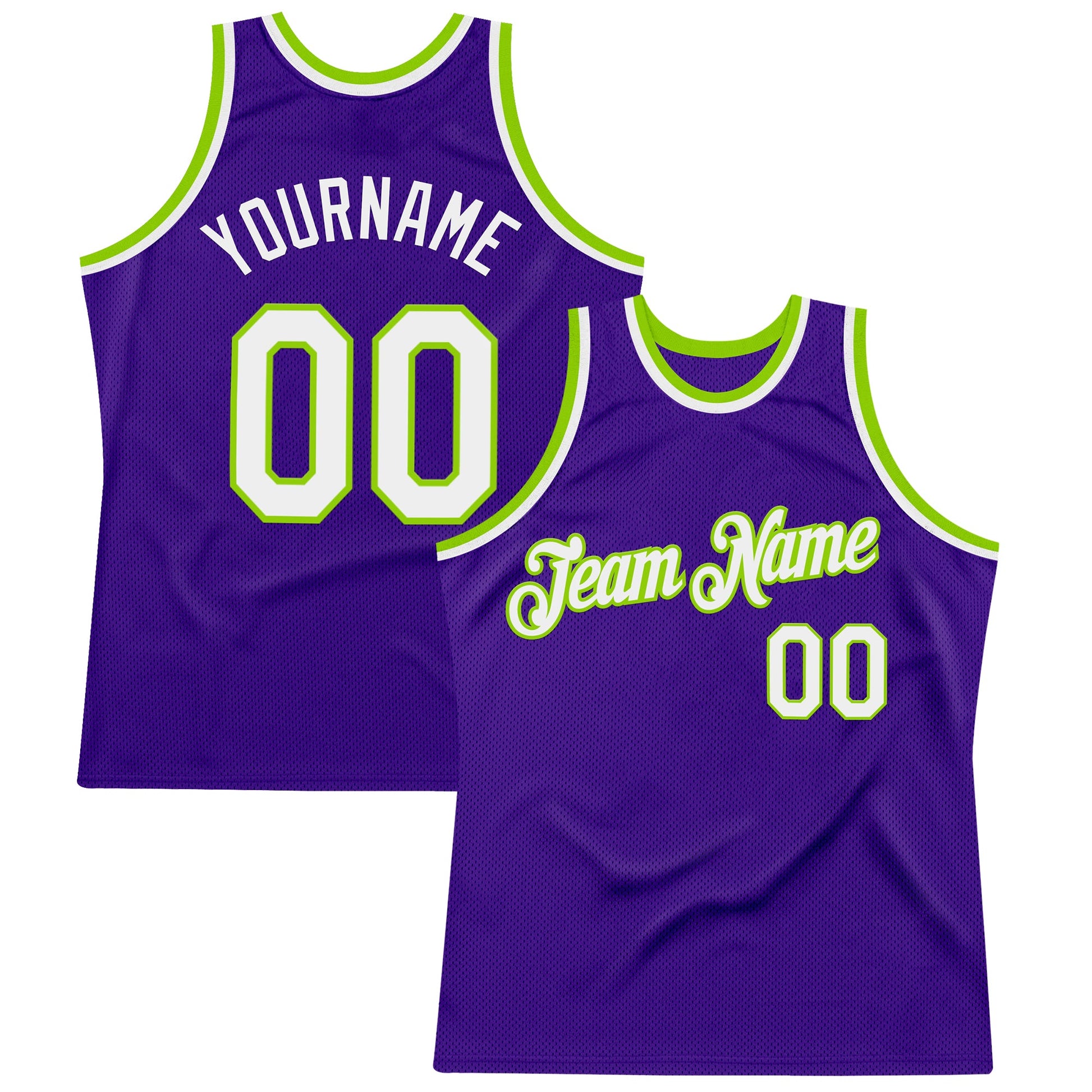 Custom Purple White-Neon Green Authentic Throwback Basketball Jersey - Sky-Custom