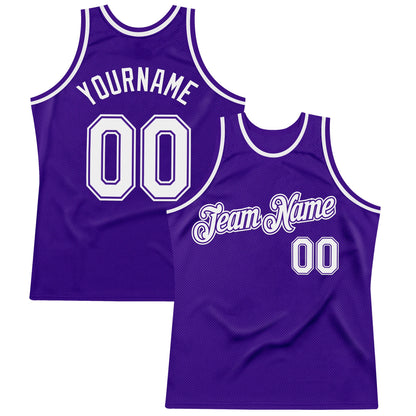 Custom Purple White Authentic Throwback Basketball Jersey - Sky-Custom