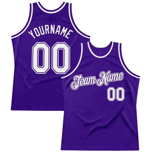 Custom Purple White Authentic Throwback Basketball Jersey - Sky-Custom