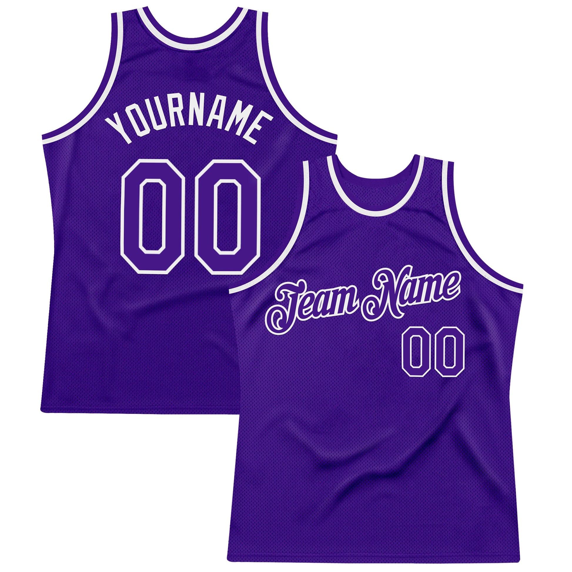 Custom Purple White Authentic Throwback Basketball Jersey - Sky-Custom