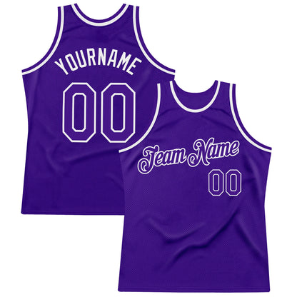 Custom Purple White Authentic Throwback Basketball Jersey - Sky-Custom