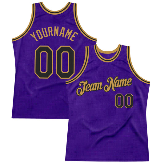 Custom Purple Black-Old Gold Authentic Throwback Basketball Jersey - Sky-Custom