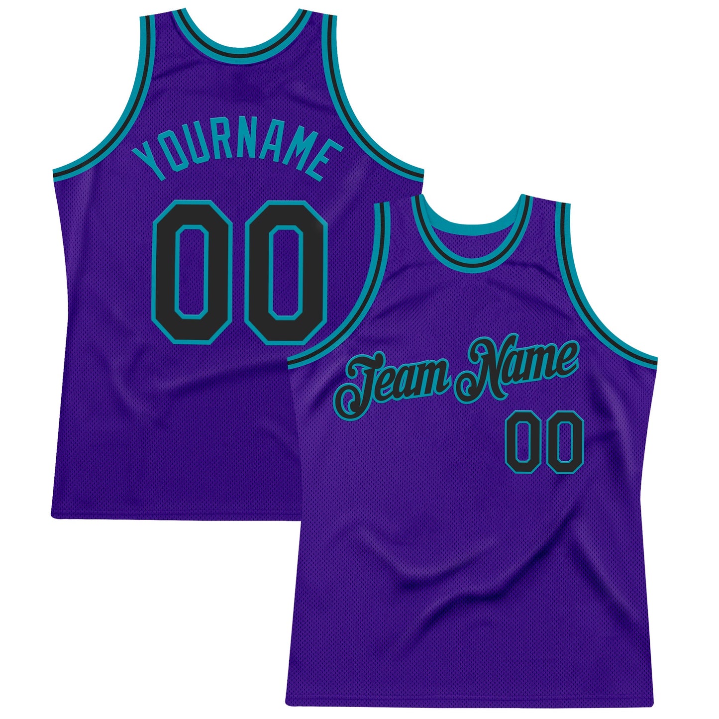 Custom Purple Black-Teal Authentic Throwback Basketball Jersey - Sky-Custom