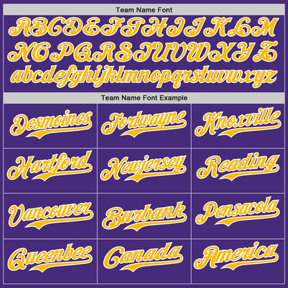 Custom Purple White Gray-Gold Authentic Baseball Jersey - Sky-Custom