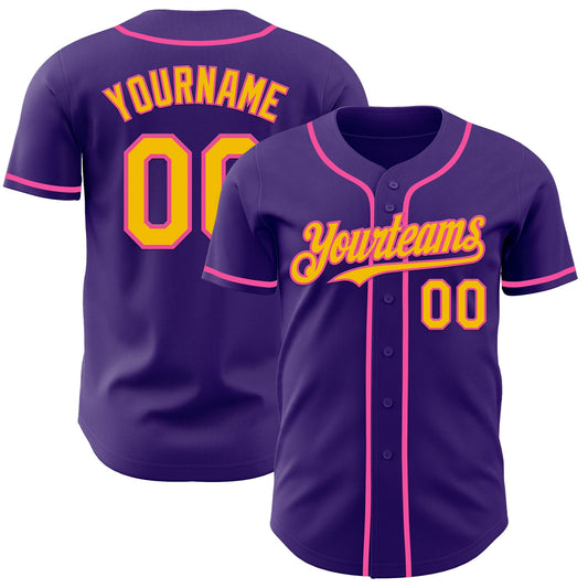 Custom Purple Yellow-Pink Authentic Baseball Jersey - Sky-Custom