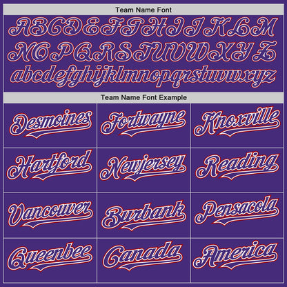 Custom Purple White-Red Authentic Baseball Jersey - Sky-Custom