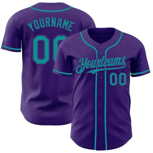 Custom Purple Teal Authentic Baseball Jersey - Sky-Custom