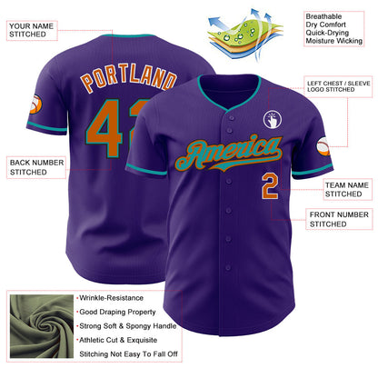 Custom Purple Texas Orange Teal Black-White Authentic Baseball Jersey - Sky-Custom