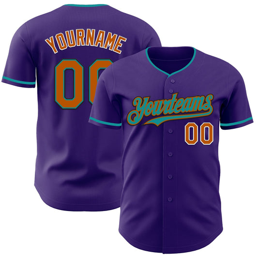 Custom Purple Texas Orange Teal Black-White Authentic Baseball Jersey - Sky-Custom
