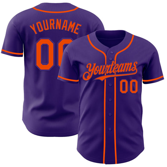 Custom Purple Orange Authentic Baseball Jersey - Sky-Custom