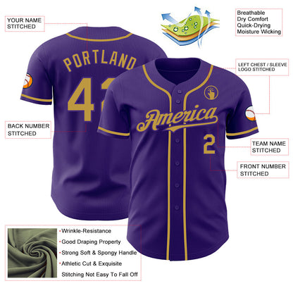 Custom Purple Old Gold Authentic Baseball Jersey - Sky-Custom