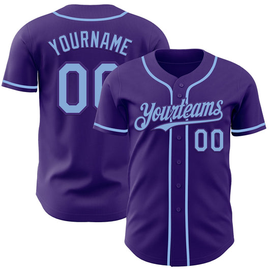 Custom Purple Light Blue Authentic Baseball Jersey - Sky-Custom