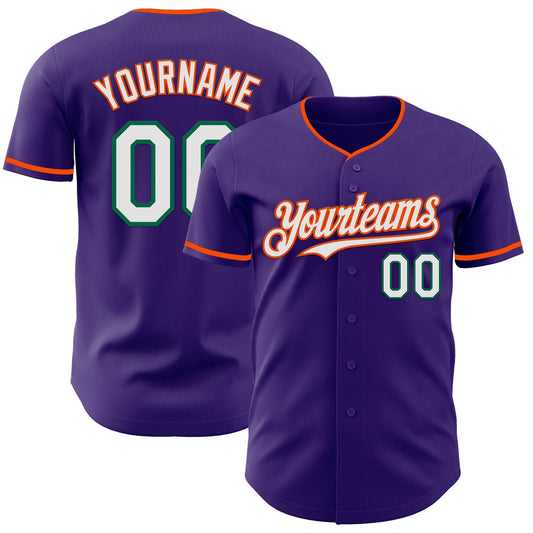 Custom Purple White Orange-Kelly Green Authentic Baseball Jersey - Sky-Custom