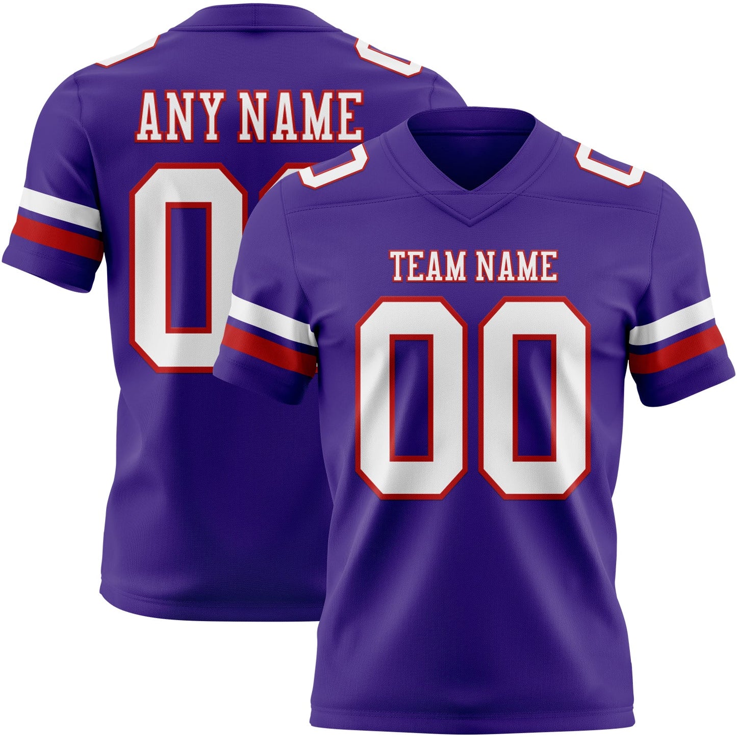 Custom Purple White-Red Mesh Authentic Football Jersey - Sky-Custom