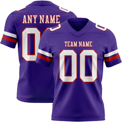 Custom Purple White-Red Mesh Authentic Football Jersey - Sky-Custom