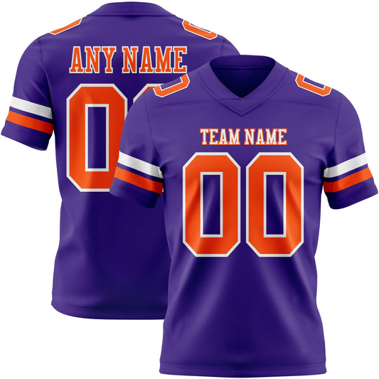 Custom Purple Orange-White Mesh Authentic Football Jersey - Sky-Custom