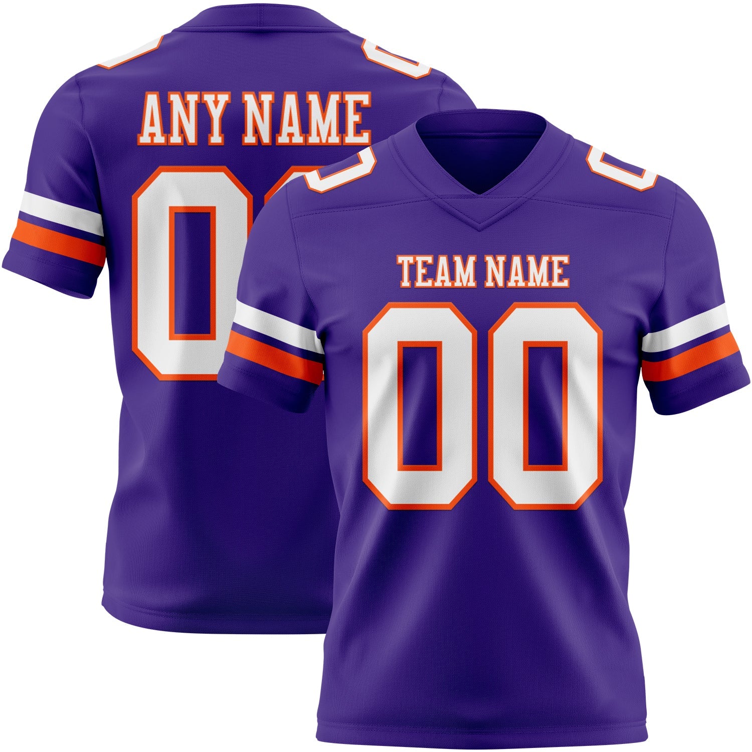 Custom Purple White-Orange Mesh Authentic Football Jersey - Sky-Custom