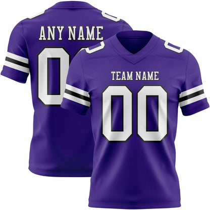 Custom Purple White-Black Mesh Authentic Football Jersey - Sky-Custom