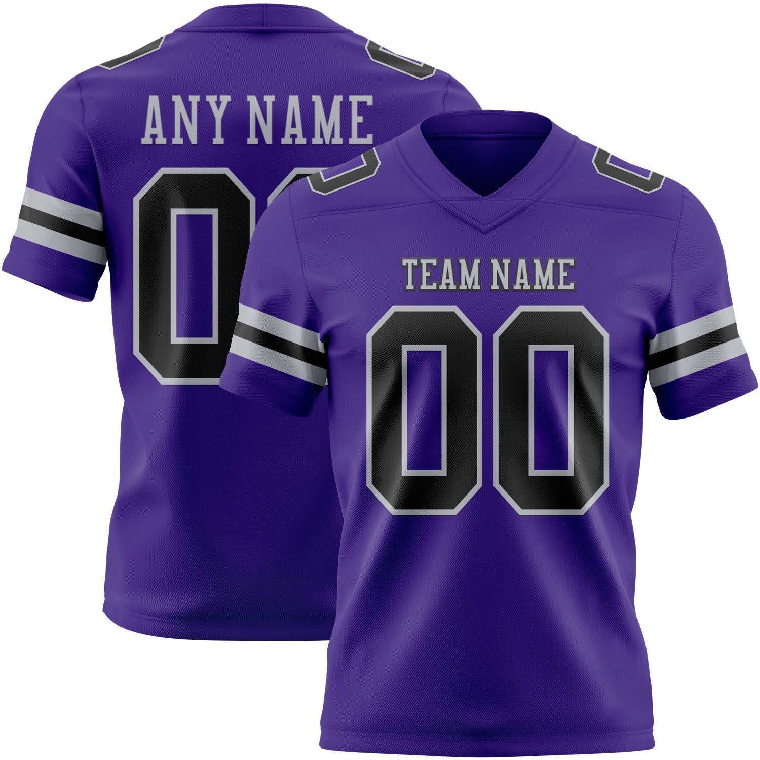 Custom Purple Black-Gray Mesh Authentic Football Jersey - Sky-Custom