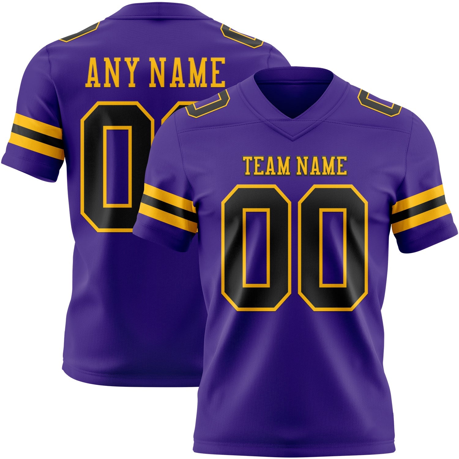 Custom Purple Black-Gold Mesh Authentic Football Jersey - Sky-Custom