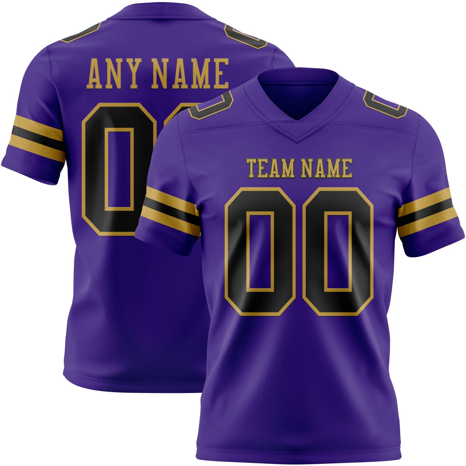 Custom Purple Black-Old Gold Mesh Authentic Football Jersey - Sky-Custom