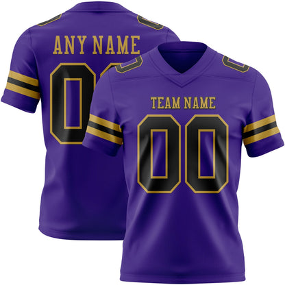 Custom Purple Black-Old Gold Mesh Authentic Football Jersey - Sky-Custom