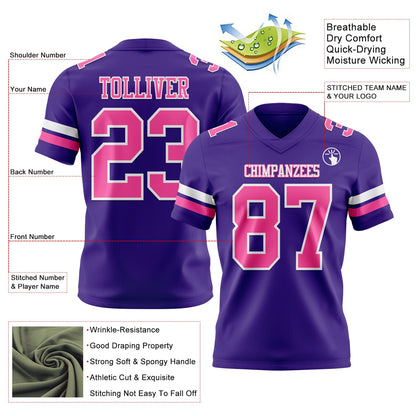 Custom Purple Pink-White Mesh Authentic Football Jersey - Sky-Custom