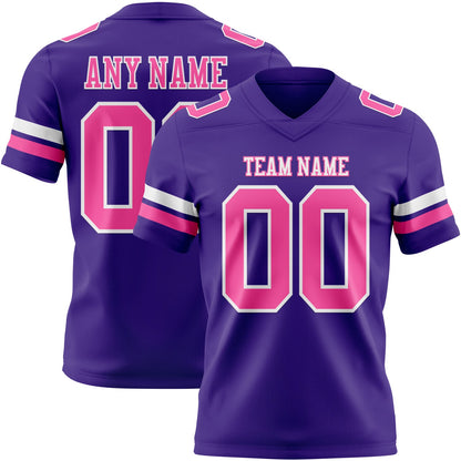 Custom Purple Pink-White Mesh Authentic Football Jersey - Sky-Custom