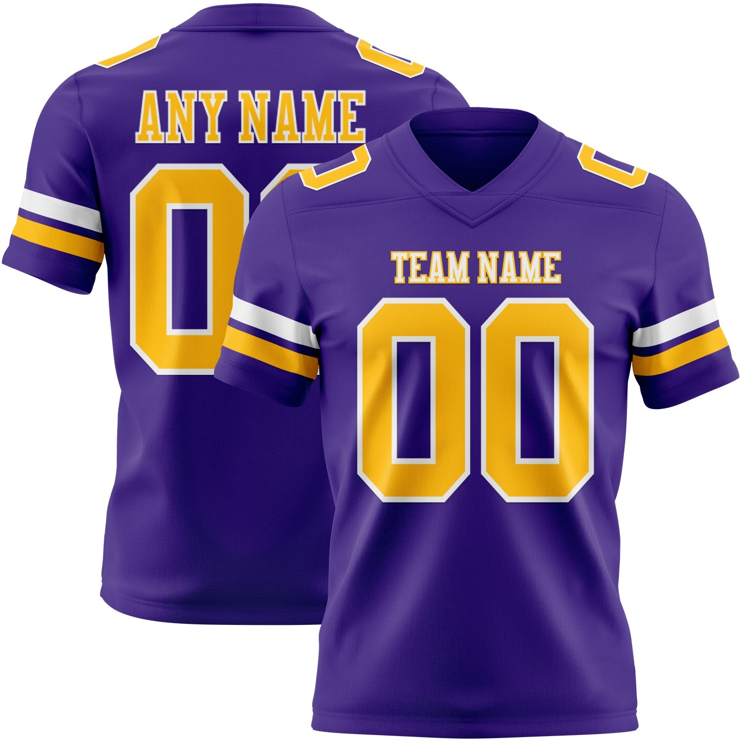 Custom Purple Gold-White Mesh Authentic Football Jersey - Sky-Custom