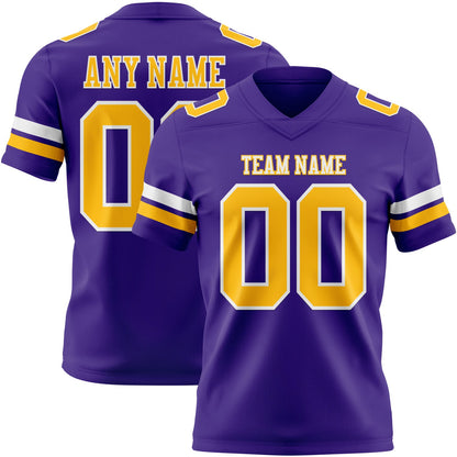 Custom Purple Gold-White Mesh Authentic Football Jersey - Sky-Custom