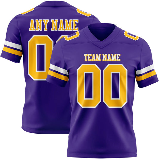 Custom Purple Gold-White Mesh Authentic Football Jersey - Sky-Custom
