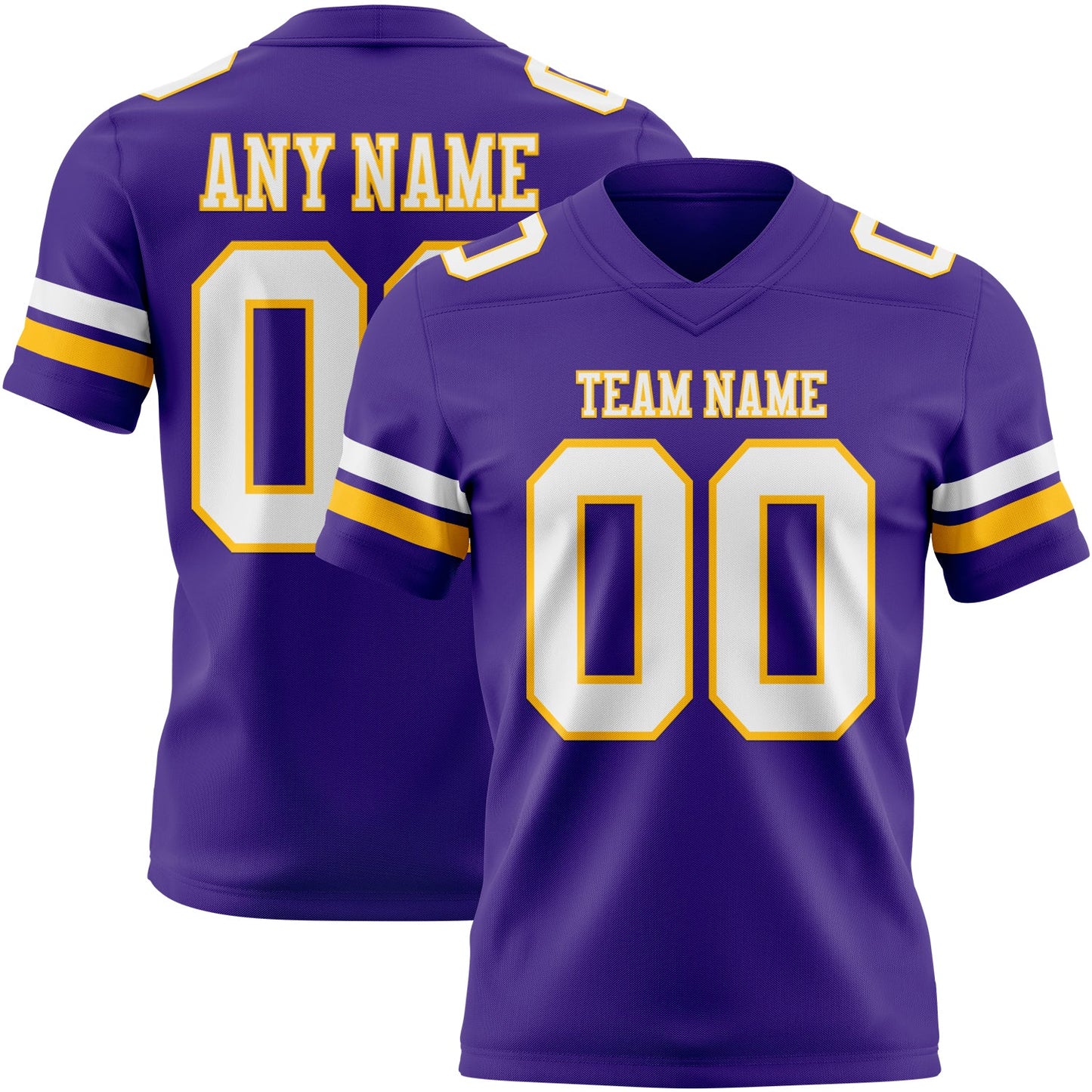 Custom Purple White-Gold Mesh Authentic Football Jersey - Sky-Custom