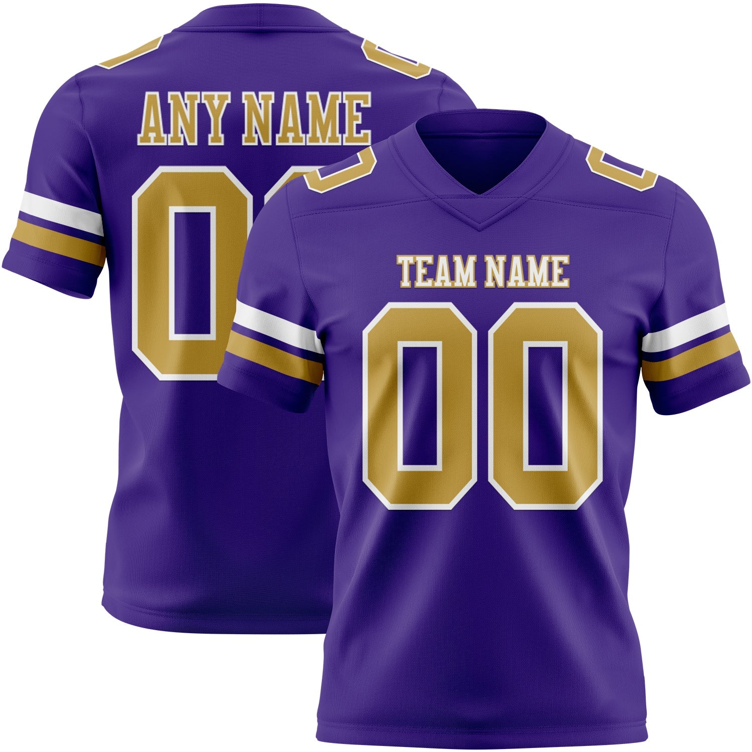 Custom Purple Old Gold-White Mesh Authentic Football Jersey - Sky-Custom