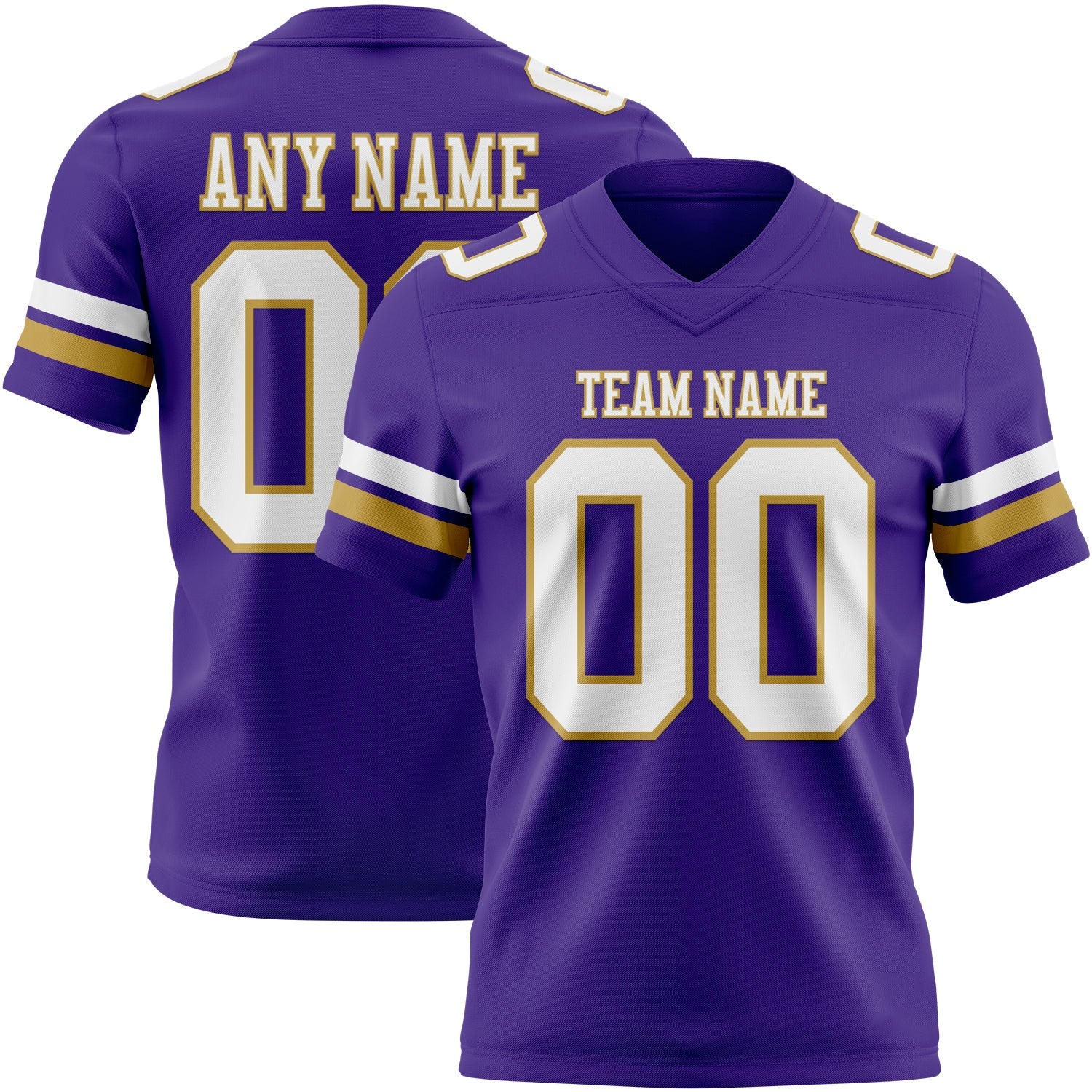 Custom Purple White-Old Gold Mesh Authentic Football Jersey - Sky-Custom