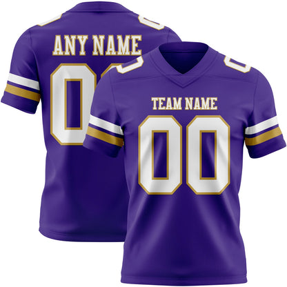 Custom Purple White-Old Gold Mesh Authentic Football Jersey - Sky-Custom