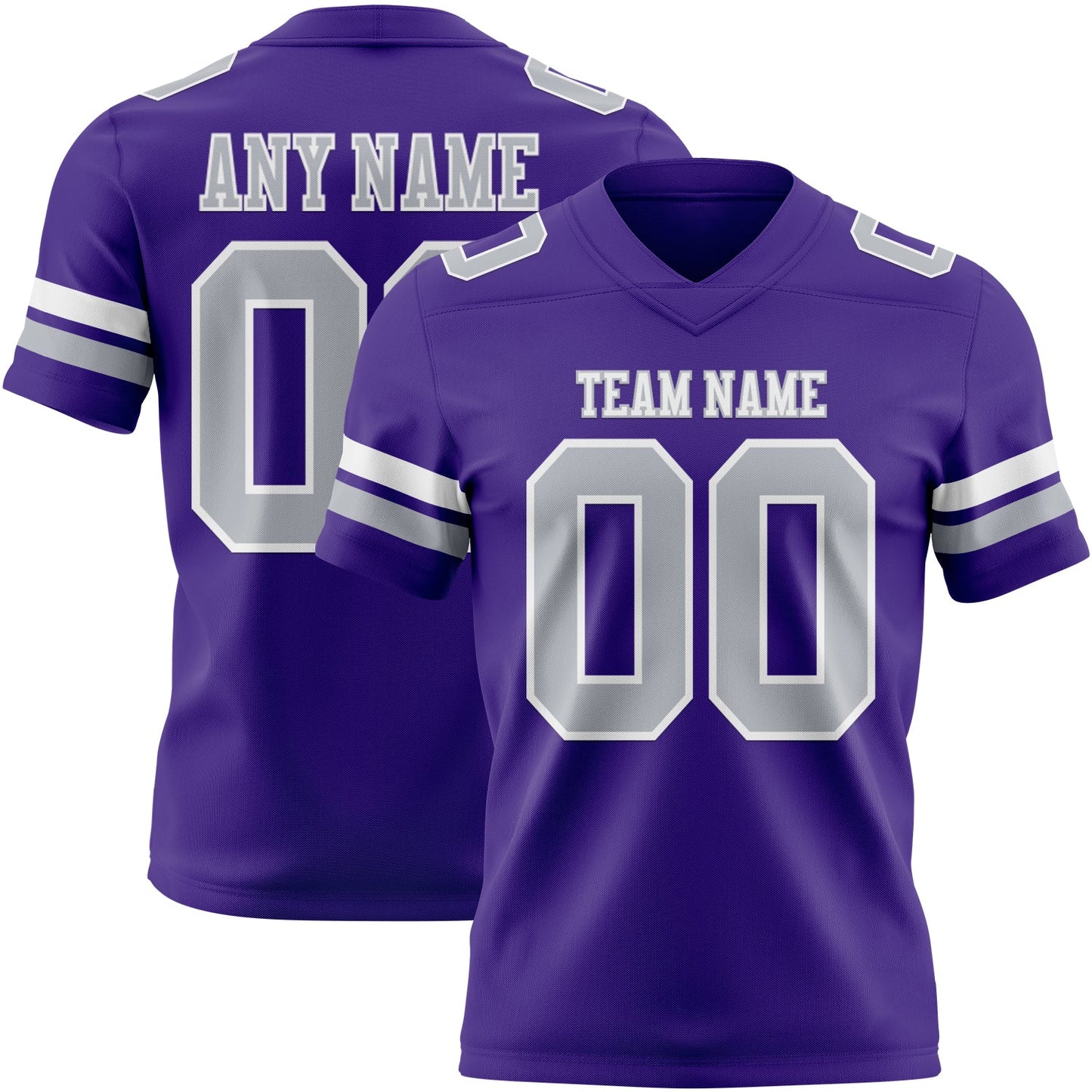 Custom Purple Gray-White Mesh Authentic Football Jersey - Sky-Custom