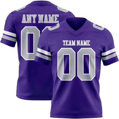 Custom Purple Gray-White Mesh Authentic Football Jersey - Sky-Custom