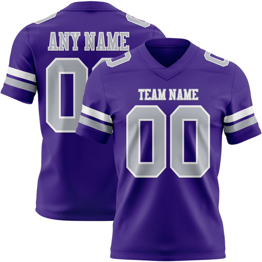 Custom Purple Gray-White Mesh Authentic Football Jersey - Sky-Custom