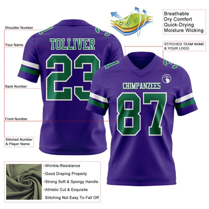 Custom Purple Kelly Green-White Mesh Authentic Football Jersey - Sky-Custom