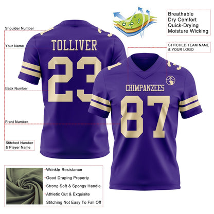 Custom Purple Cream Mesh Authentic Football Jersey - Sky-Custom