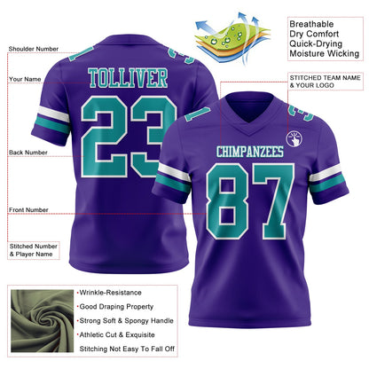 Custom Purple Teal-White Mesh Authentic Football Jersey - Sky-Custom