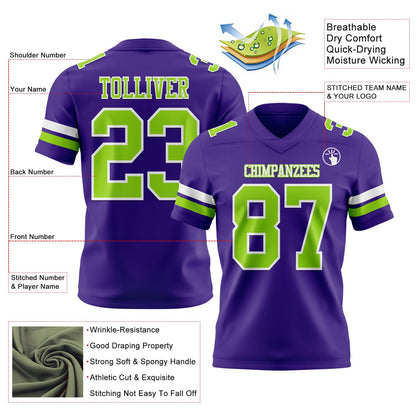 Custom Purple Neon Green-White Mesh Authentic Football Jersey - Sky-Custom