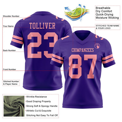 Custom Purple Medium Pink Mesh Authentic Football Jersey - Sky-Custom