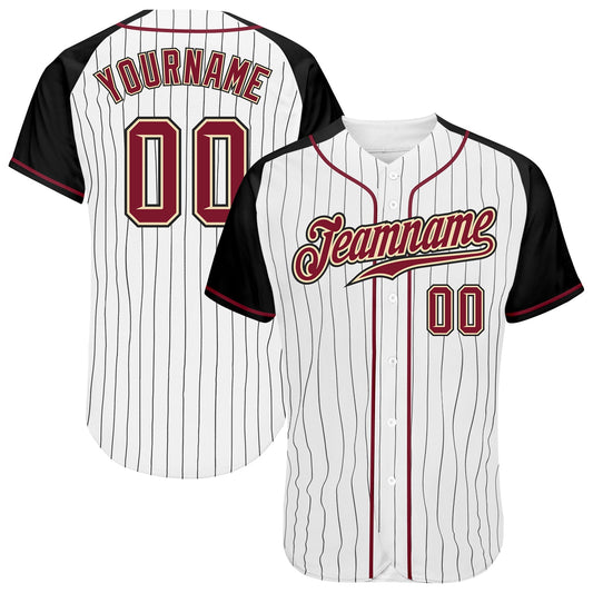Custom White Black Pinstripe Crimson-Black Authentic Raglan Sleeves Baseball Jersey - Sky-Custom