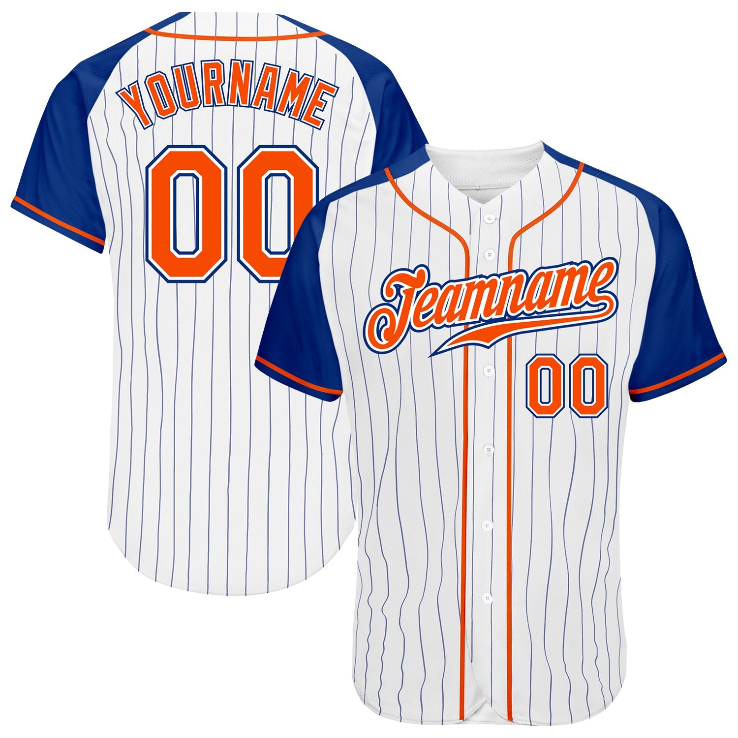 Custom White Royal Pinstripe Orange-Royal Authentic Raglan Sleeves Baseball Jersey - Sky-Custom