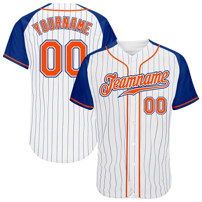 Custom White Royal Pinstripe Orange-Royal Authentic Raglan Sleeves Baseball Jersey - Sky-Custom
