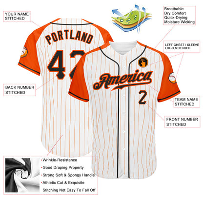 Custom White Orange Pinstripe Black-Orange Authentic Raglan Sleeves Baseball Jersey - Sky-Custom