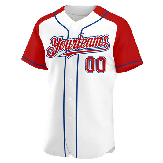 Custom White Red-Royal Authentic Raglan Sleeves Baseball Jersey - Sky-Custom