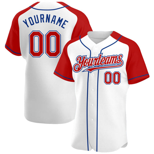 Custom White Red-Royal Authentic Raglan Sleeves Baseball Jersey - Sky-Custom